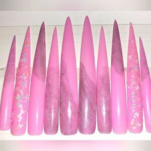 Hand crafted custom 10pc xxxl acrylic press on nails Sz Medium